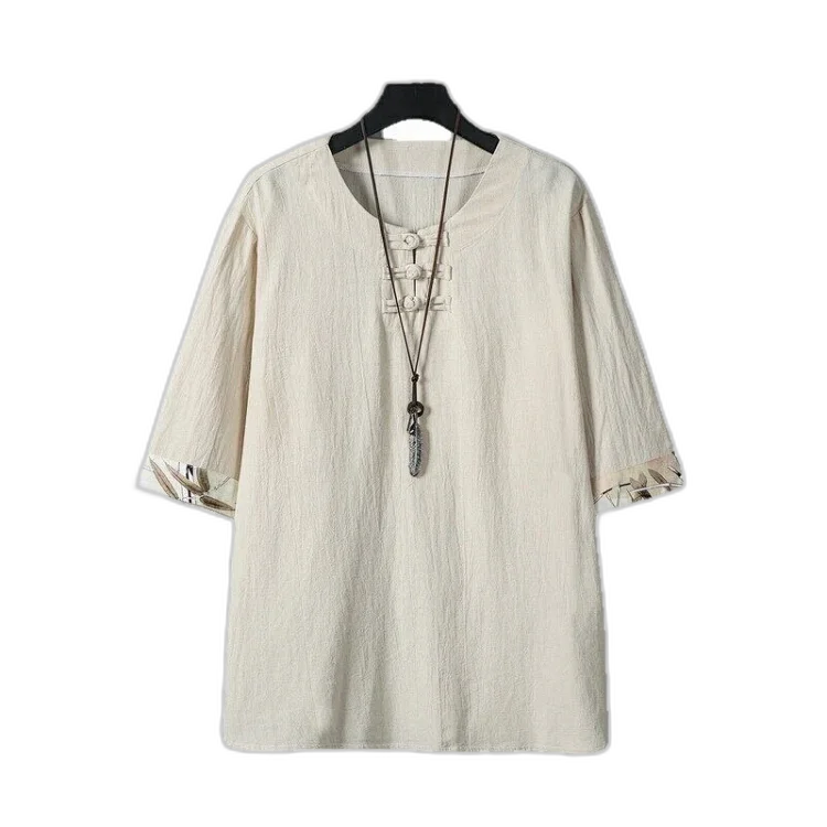 Men's Cotton Linen Vintage Tang T-Shirt