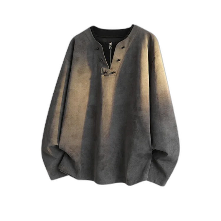 Men's Half-Zip V-Neck Tie-Dye Layered Tee